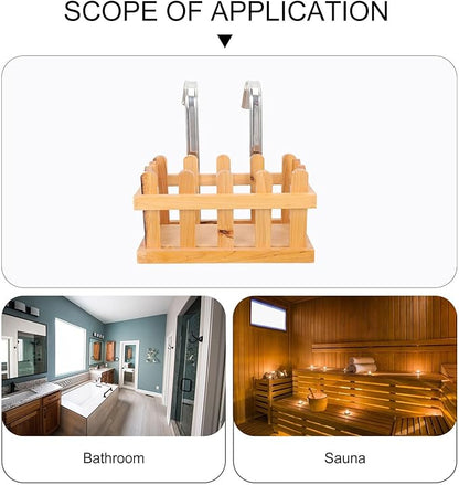 NUOBESTY Wooden Soap Hanging Basket Bathroom Storage Basket Shower Caddy over Tub Hanging Organizer for Bath Accessories
