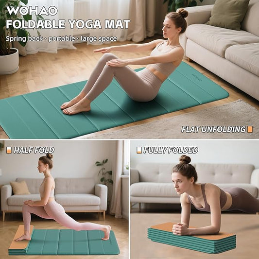 12-Fold POE Yoga Mat 75x26x0.4 Inches – Non-Slip, Compact & Workout-Friendly for Yoga, Pilates, Strength Training & Meditation
