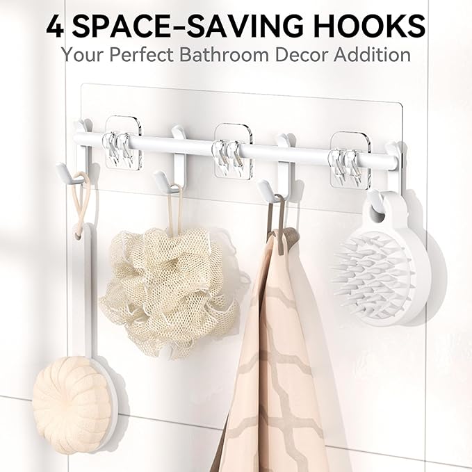 YASONIC Shower Caddy, 6 Pack Large Capacity Shower Organizer with Soap Holder and 12 Hooks, Rustproof Shelves for Inside Shower, No Drilling&Sleek Bathroom Organizers and Storage White