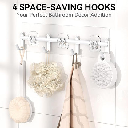 YASONIC Shower Caddy, 6 Pack Large Capacity Shower Organizer with Soap Holder and 12 Hooks, Rustproof Shelves for Inside Shower, No Drilling&Sleek Bathroom Organizers and Storage White