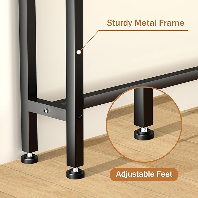 70 Inch Double-Layer Narrow Console Sofa Table with 2 Power Outlets &4 AC Plugs&4 USB Ports, 4.9' Extension Cord Included, Behind Couch Table for Living Room/Office Easy Assembly - Black