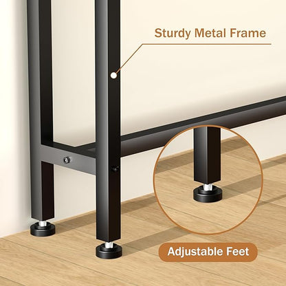 70 Inch Double-Layer Narrow Console Sofa Table with 2 Power Outlets &4 AC Plugs&4 USB Ports, 4.9' Extension Cord Included, Behind Couch Table for Living Room/Office Easy Assembly - Black