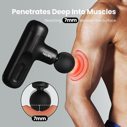 Mini Massage Gun Deep Tissue, Handheld Portable Mini Travel Size Percussion Deep Tissue Massager with 4 Attachments & 5 Speeds,Ideal Gift for Men & Women, Black