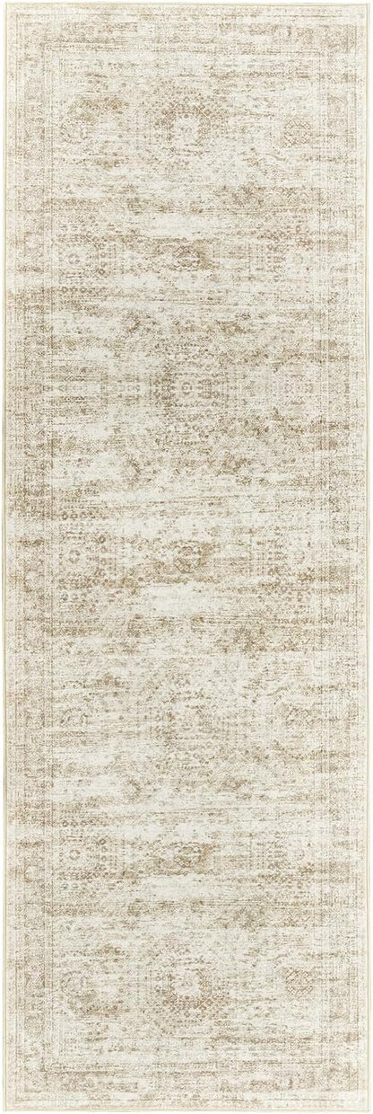 Washable Runner Rugs for Bedroom - 2x6 Runner Rug Non Slip, Ultra-Thin Entryway Runner, Soft Abstract Kitchen Runner for Hallway, Laundry, Bathroom, Indoor Door Mat(2'x6', Beige/Ivory)