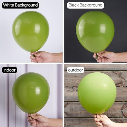 PartyWoo Olive Green Balloons 50 pcs 12 Inch Matte Sage Boho Green Eucalyptus Helium Balloons for Wedding Baby Shower Gender Reveal Birthday Graduation Jungle Safari Party Decorations Green-F06