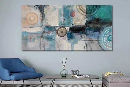Acocifi Abstract Wall Art Turquoise Grey Teal Canvas Textured Painting Modern Geometric Picture, Large Vertical Artwork Framed for Living Room Bedroom Bathroom Hallway Office Home Decor 40x20