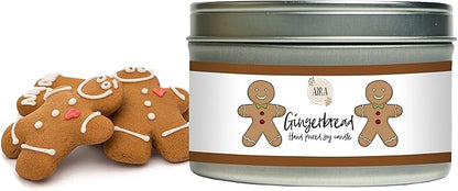 Aira Holiday Soy Candles - Organic, Kosher, Vegan, Tin Candle w/Therapeutic Grade Essential Oil Blends - Hand-Poured 100% Soy Candle Wax - Paraffin Free, Burns 60+ Hours - Gingerbread - 8 Ounces