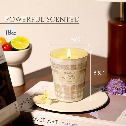 HomeLights Home Comforts Scented Candles | 6.7oz Soy Candles Rustic Modern Large Candle Jars | Ideal Candle Gifts for Events, Home Decor Stress, Relief & Relaxation
