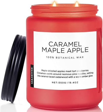 M&SENSE Caramel Apple Pie Candles for Home Scented, Natural Soy Wax 19.4oz Long Lasting 110 Hours Clean Non Toxic Large 2 Wick Candle Gifts for Easter Birthday Housewarming Gifts