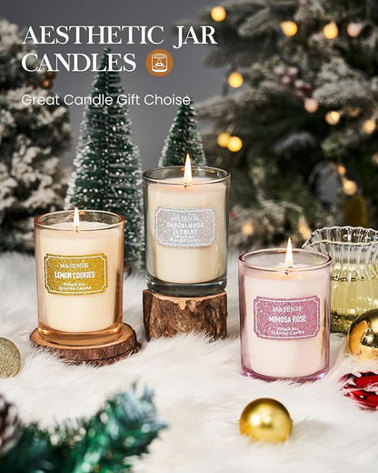 M&SENSE Lemon Scented Candles, Christmas Candles 8.8 oz, Vanilla Winter Holiday Candles Gifts for Women,Soy Candle for Winter Christmas Decor, 50 Hours Long Burning Candle