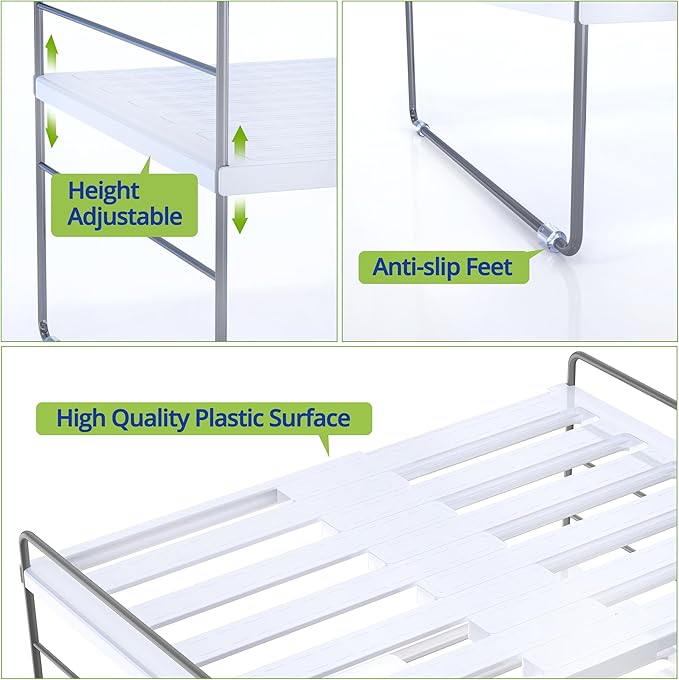 YAN & HIN 3-Tier Pantry Cabinet Organizers and Storage Adjustable Height and Expandable Kitchen Plastic Wrap Organizer Sturdy Aluminum Foil Countertop For Cupboard Multi-Purpose Use