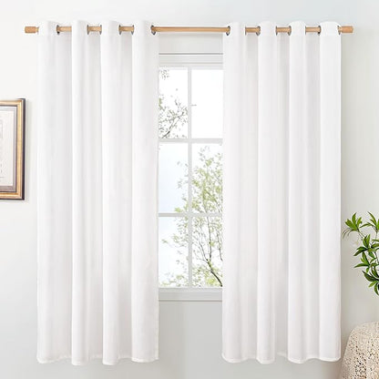 BGment White Linen Curtains for Living Room 72 Inch Length, Country Rustic Window Drapes Textured Light Filtering for Bedroom Laundry Privacy with Grommet, 2 Panels Set, Each 52 Inch Wide