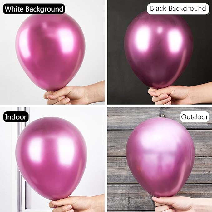PartyWoo Metallic Hot Pink Balloons 50 pcs 12 Inch Metallic Pink Magenta Fushsia Latex Helium Balloons for Birthday Valentine's Day Bachelorette Wedding Baby Shower Party Decorations Pink-G114