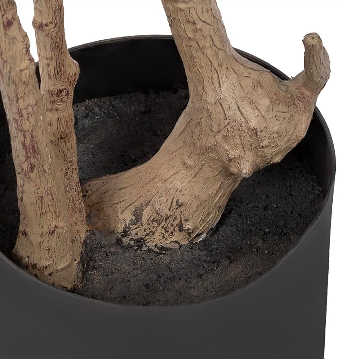 Kate and Laurel Oliveira Faux Olive Tree with Jia Curved Planter Pot, 7 FT, Cream, Potted Artificial Tree Indoor with Realistic Foliage and Added Moss, Fake Plant for Living Room Decor
