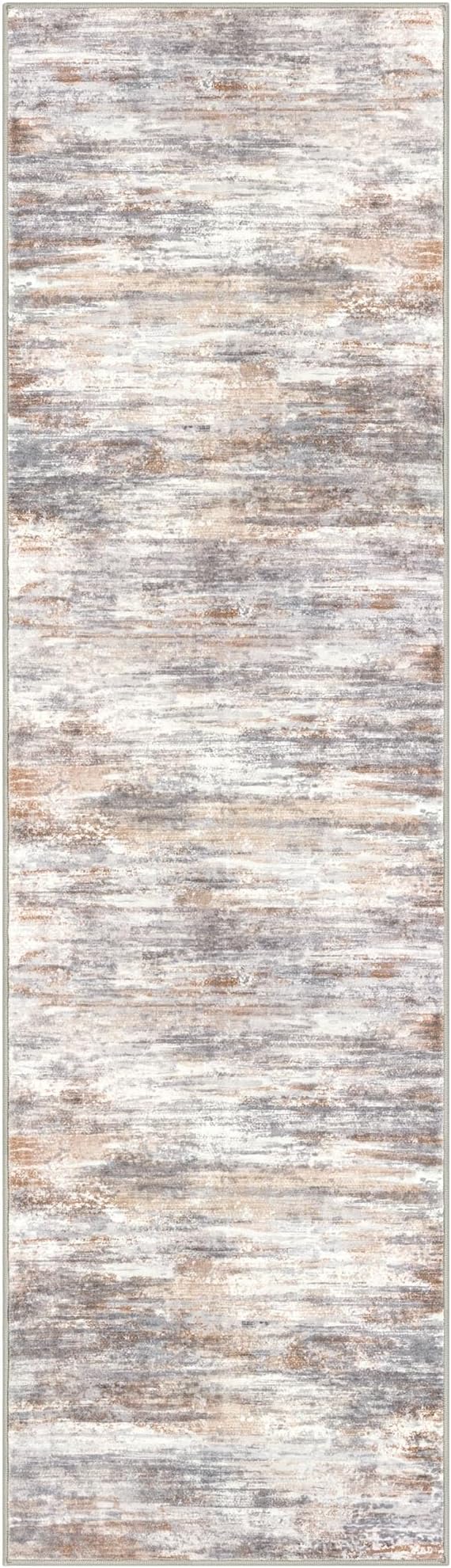 KOZYFLY 3x10 Ft Rug Modern Ombre Runner Rug for Hallway, Washable Kitchen Rugs Non-Slip Soft Striped Entryway Rug, Print Multi Grey Abstract Carpet for Laundry Nursery