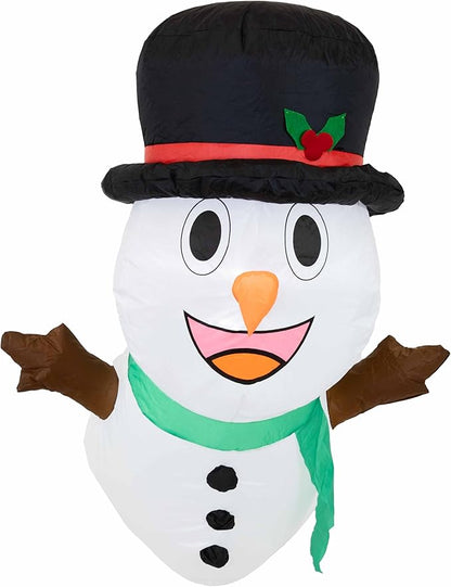 Sunnydaze Santa and Frosty Inflatable Christmas Decoration for Window - Indoor or Outdoor Use - 2 White LED Lights Each