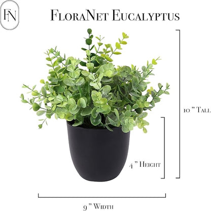 3 PACK 10" H Artificial Plant Greenery Pot (9" W Potted Greenery: Fake Faux Lavender Eucalyptus Boxwood) for Home Decoration Shop Decor Office Desk Dining Table Kitchen Washroom Garden Party Wedding
