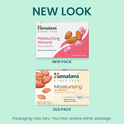 Himalaya Moisturizing Almond Cleansing bar, Body Soap for Soft and Healthy-Looking Skin 4.41 oz/125 g, 6 Pack