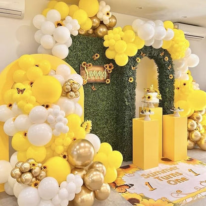 130pcs Yellow Balloons Different Sizes 18" 12" 10" 5" Party Latex Balloons for Boys Girls Birthday Baby Shower Gender Reveal Wedding Sunflower Party Decorations