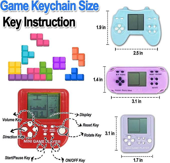12 Pcs Video Game Party Favors, Mini Video Games Keychain, Gamer Birthday Party Decorations, Gamer Party Favors for Kids 8-12, Classroom Prizes, Goodies Bags Stuffer, Backpack-Macaron color