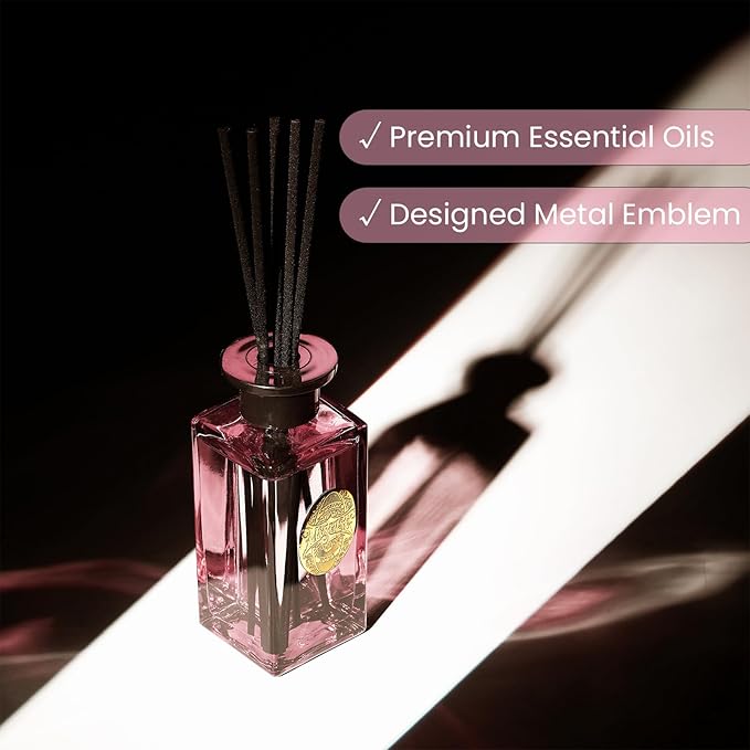 M&SENSE 6.6 oz Large Reed Diffuser Set | Ginger & Ylang Ylang Scent Oil Diffuser with Sticks | Hotel Collection Non-Toxic Essential Oil |for Bedroom Bathroom Living Room