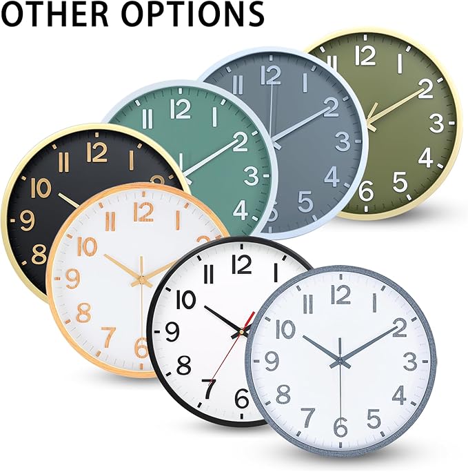 Wall Clocks Battery Operated 12 inch Modern Wall Clock,Silent Non Ticking Wall Clock for Living Room Bedroom Kitchen Office Classroom Decor (Wood Grain Gray White)