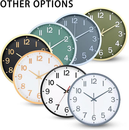 Wall Clocks Battery Operated 10 inch Modern Wall Clock,Silent Non Ticking Wall Clock for Living Room Bedroom Kitchen Office Classroom Decor (Texture Gray White)