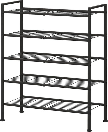 5-Tier Shoe Rack,Metal Simple Shoe Storage Organizer Utility Shelf for Closet,Entryway, Bedroom,Small Spaces (Black, 5 Tier)