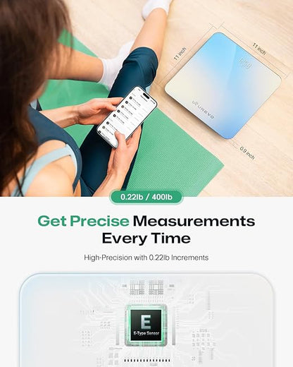 UREVO Smart Scale for Body Weight & BMI Tracking Sync with App, Digital Bathroom Scale with LED Display, Highly Accurate Weight Scale, 400 lb/180 kg, lb/kg Units, Batteries Included, Blue