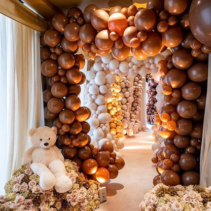 PartyWoo Brown Balloons 50 pcs 12 Inch Dark Brown Boho Neutral Coffee Latex Helium Balloons for Wedding Baby Shower Gender Reveal Graduation Safari Woodland Birthday Party Decorations Brown-F08