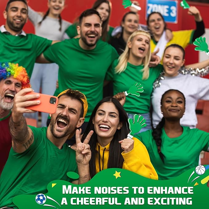 Junkin 200 Pcs Hand Clappers Bulk 7. 5 x 3. 5 Inches Noise Makers Party Favors Clapping Noise Maker Clacker for Birthdays Game Prizes Rewards Football Sporting Events Cheers Supplies (Green White)