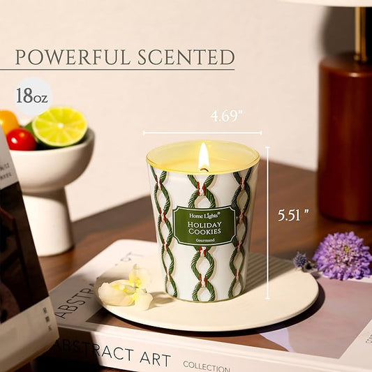 HomeLights 1-Wick Candles for Home Scented - 6.7oz Soy Wax Blend Candle Long-Lasting Fragrance, Rustic Modern Home Decor and Housewarming Gifts, Holiday Cookies