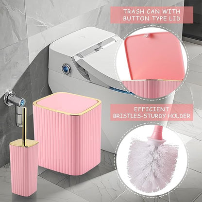 28PC Bathroom Set - Gorgeous Pink Bathroom Set, Bathroom Accessory Set, Pink Shower Curtain Set with 5PC Shower Caddy