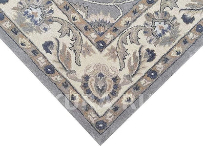Turkish Oushak – Classic Handcrafted Carpet with Vintage Pattern, Ideal for Bedroom, Living Room & Elegant Décor(Grey, 6' Round)