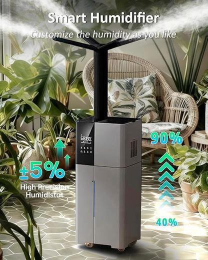 Humidifier Large Room,26L/6.8Gal Whole House Humidifiers for Bedroom Home 3000 sq.ft,1800ml/H,Commercial and Industrial Humidifiers with 360° Nozzle & Extension Tube,Top Fill,Gray