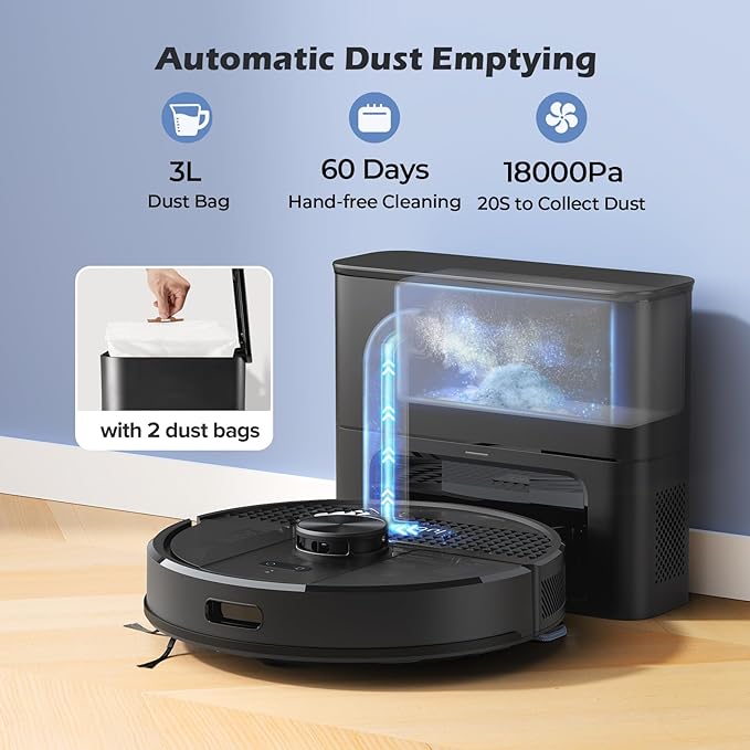 Lubluelu Robot Vacuum and Mop Combo, 5500Pa Robot Vacuum Cleaner with LDS9.0 LiDAR Navigation, Self-Empties for 60 Days, No-Go Zones, WiFi/App/Alexa Control, Ideal for Hard Floors, Carpet (SL68 Plus)