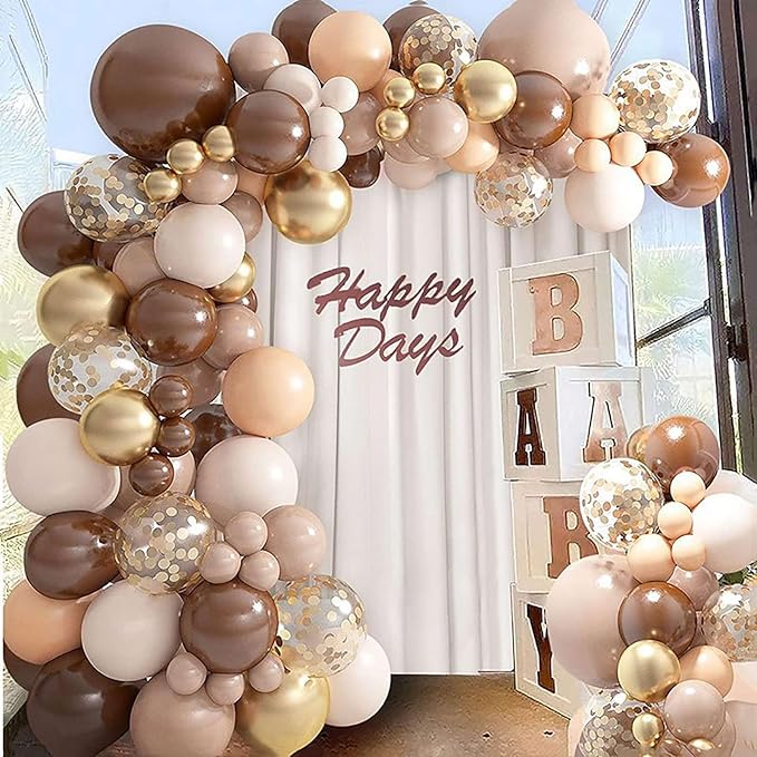 KALOR 12 Inch Beige Balloons, 50 Pcs Latex Helium Balloons for Kid's Birthday Party, Baby Shower, Wedding, Graduate Party Decorations