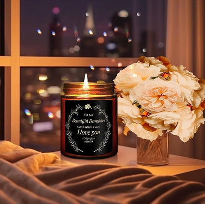 My Beautiful Daughter Candle Gift from Mom Dad - Unique Love You, Bridal Shower, Wedding, Mother's Day, Birthday Gift for Daughter Adult, Stepdaughter - Cashmere Vanilla Scented Soy Candle