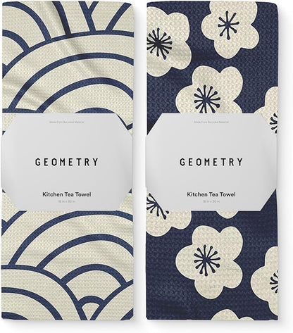 GEOMETRY Kitchen Tea Towels - Quick Dry Microfiber Dish Towels for Kitchen Every Bloom, 18" x 30" 2 Pack