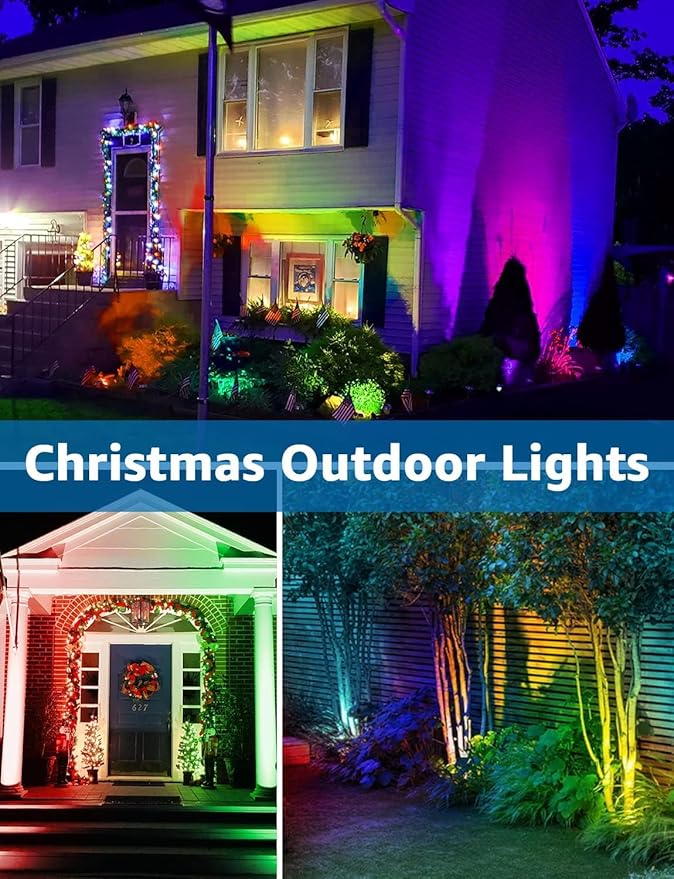 SUNVIE 12W Halloween Low Voltage Landscape Lighting RGB Color Changing LED Landscape Lights Remote Control Waterproof Garden Patio Spotlight Decoration for Outdoor Indoor(10 Pack with Connector)