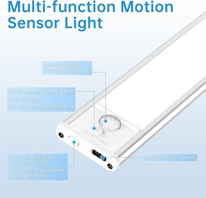 5 Pack Under Cabinet Lighting,Rechargeable Motion Sensor Light Indoor,3 Colors Dimmable,Magnetic Closet Lights,Under Counter Lights for Kitchen