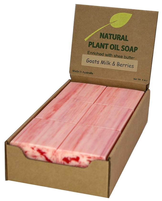 Goats Milk and Berries Scented Natural Soap Bars (12 Bars), 3.5oz Moisturizing French Triple Milled Soap Bars Enriched with Shea Butter - Pure Plant Oil Bath & Body Bars