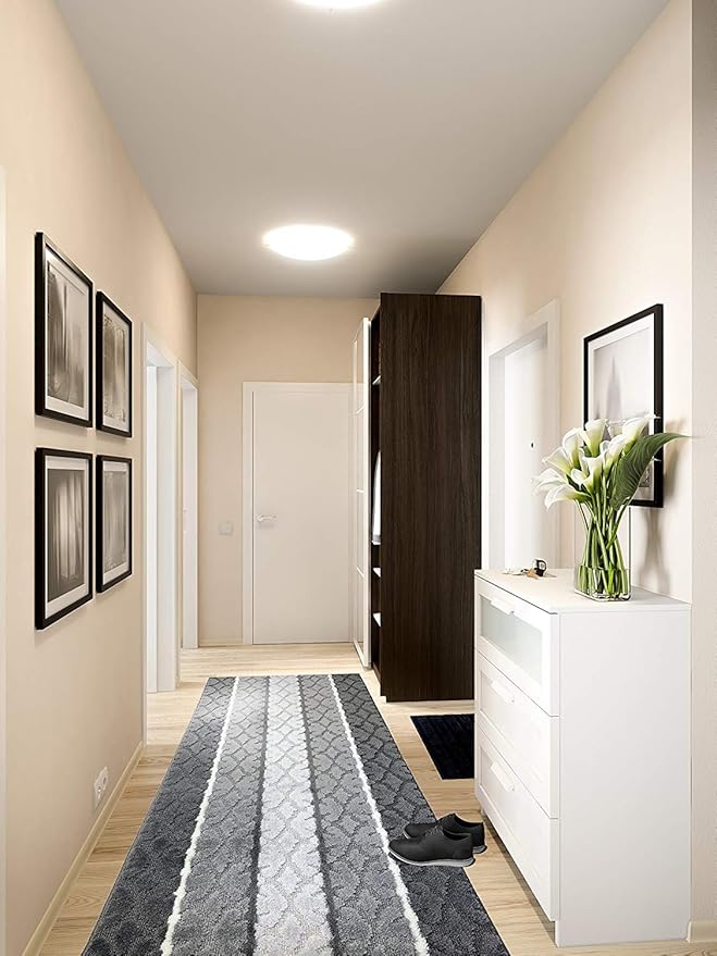 ORFA HOME Custom Cut Hallway Runner Rug, Slip Resistant, 31 Inch Wide X Your Choice of Length, Damask Anthracite, 31 Inch X 6 feet