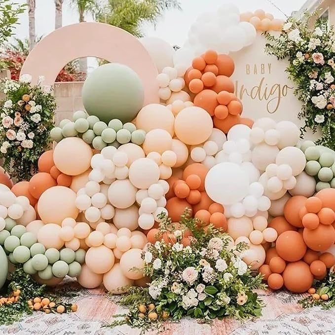 100pcs Retro Cocoa Brown Balloons 18 inch +12 inch +10 inch +5 inch Dark Orange Balloon for Christmas Thanksgiving Birthday Party Graduation Baby Shower