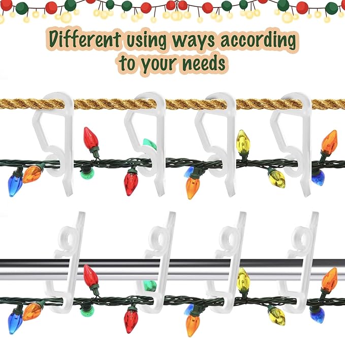 Geegoods Christmas Light Clip,Plastic Gutter Hooks Outdoor,Weatherproof Holiday Hanging Clips,Mini Light Hooks for Outside String Lights Christmas Decoration(240pcs)