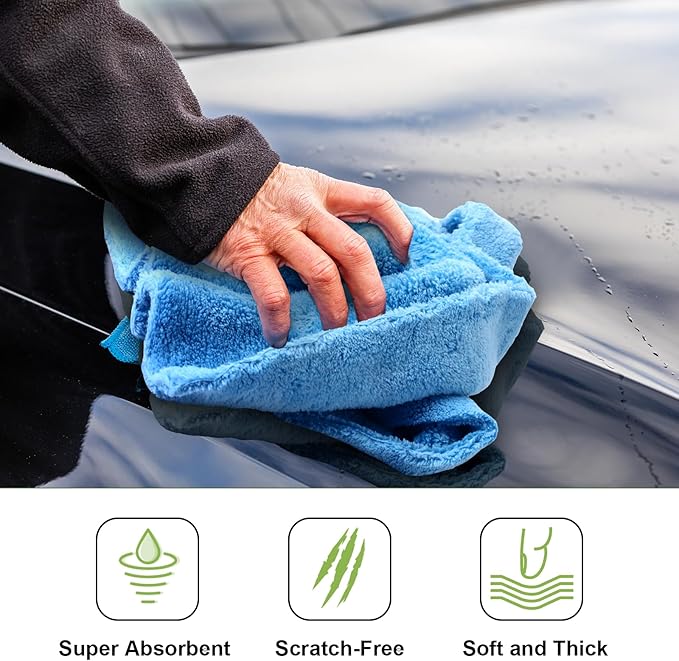 Shimeyao 30 Pcs 16 x 16 Inch Edgeless Microfiber Plush Towels for Cars Detailing Drying Wash Polishing Absorbent Cleaning Cloths, 500 GSM(16 x 16 Inch, Multicolor, 30 Pcs)