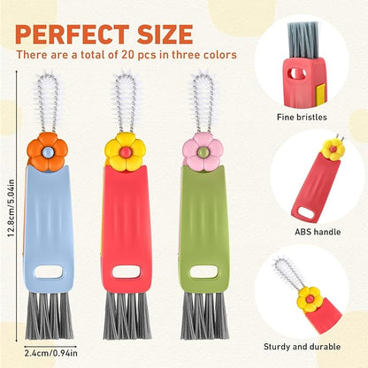 20 Pack 3-in-1 Cup Lid & Gap Cleaning Brush Bulk, Multifunctional Bottle Cleaning Brush Set for Cup Lid, Gap and Corner Brushes, Home Kitchen Clean Brushes Tools