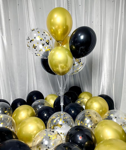 300 Pack Black and Gold Balloons 12 Inch Black Gold Confetti Balloon for Various Party Events Decorations