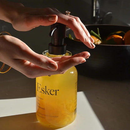ESKER Calendula Hand Cleanser – Luxury Plant-Based Foaming Hand Wash | Calendula & Essential Oils in Reusable Glass Bottle – Plant-Based • Cruelty-Free • Sulfate-Free • 16.9 fl oz