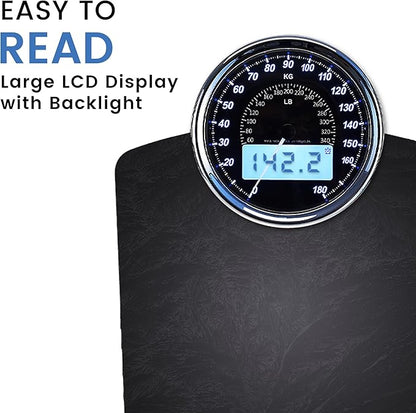 EILISON Highly Advance 2-in-1 Digital & Analog Weighing Scale for Body Weight-400lbs, 4 High Precison GX Sensor Accurate, Thick Tempered Glass, Extra Large Display (red) (New Black)
